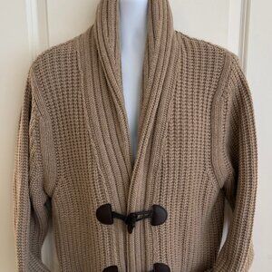 Men's Cashmere Handknit Cardigan, Camel, XL, Saks Fifth Ave. Excellent Condition